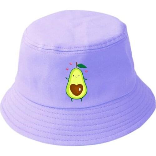 Summer Kawaii Cartoon Avocado Print bucket hat women Men Panama Bucket Cap The Design Flat Visor Anime Fisherman Hat