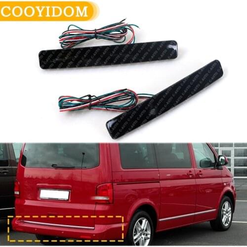 Pair Black Lens Rear Bumper Reflector Red LED Tail Stop Light For VW T5 Transporter Caravelle Multivan 2003 2004 2005-2011