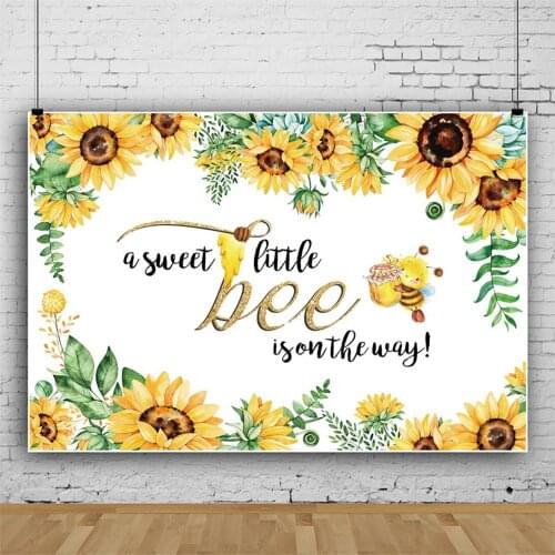 Sunflower Bee Picking Nectar Baby Shower Backdrops Photos Background Decorations for Kids Birthday Party Photography Props