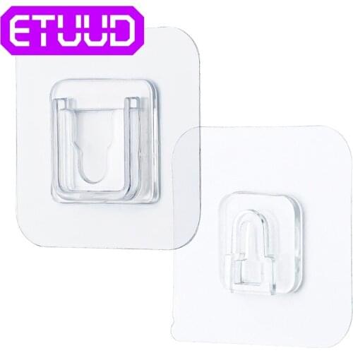 5/10 Pairs Transparent Wall Storage Holder Double-Sided Self Adhesive For Kitchen Sticky Hooks Heavy Duty Seamless Hanger Strong
