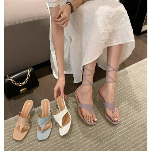 Open Thick Heels Shoes Women Footwear Summer Outdoor Sandals High Square Heel Flip Flop Women Slipper Elegant Women Slides