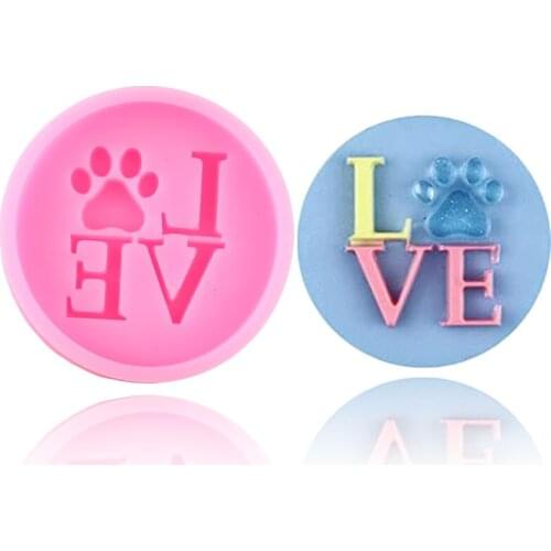 Disney Bear Paws Phone Grip Silicone Mold Love Letters Keychain Epoxy Resin Molds Circle Badge Reel Craft Chocolate Jelly Moulds