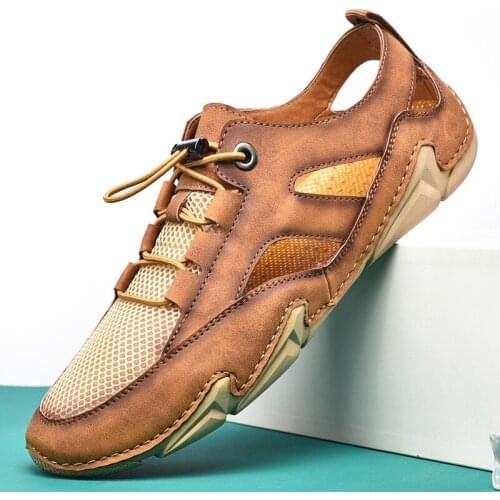 Summer Designer Hollow Out Shoes Men 2021 Genuine Leather Luxury Brand Loafers Men Moccasins Handmade Hiking Sandals Men