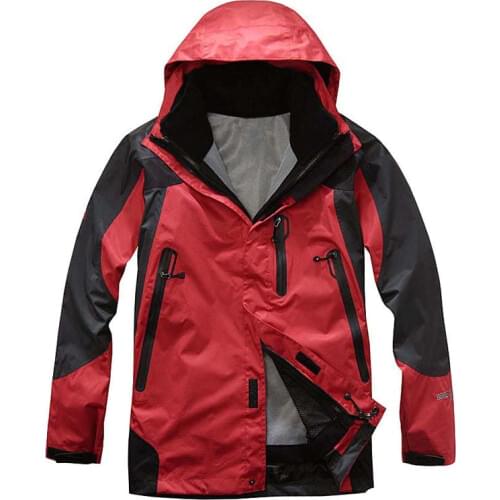 High quality Outdoor Hiking Jacket Waterproof Windproof Jacket 3 in 1 Two-piece Climbing Hiking Men Soft shell Camping Jacket