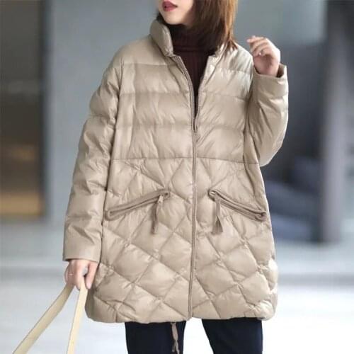 Women 2021 New Fashion Zipper Loose Padded Jacket Coat Vintage Long Sleeve Tops Pockets Solid Cotton Clothes Outerwear Female