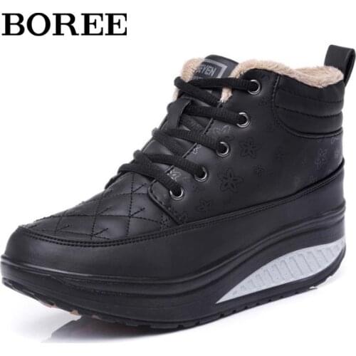 Women Shoes Casual High Top Platform Sneakers Solid Color Lace-up Winter Boots Increase Running Shoes For Women Vulcanized Shoes