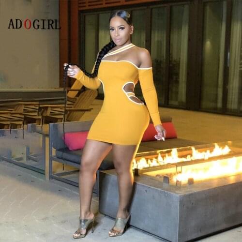 Adogirl Halter Neck Hollow Out Bodycon Dress Women Long Sleeve Off Shoulder Evening Party Mini Dresses Short Paisley Streetwear