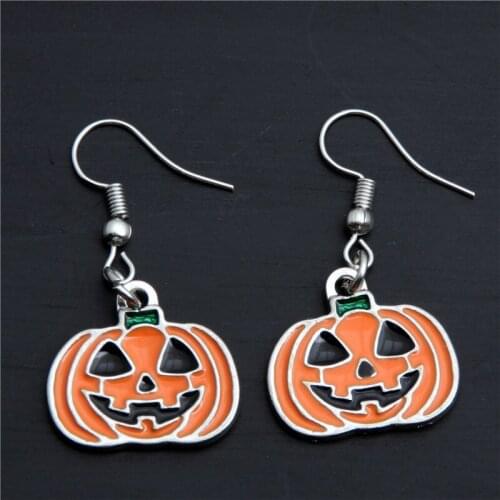 1pair Punk Orange Enamel Hollow Out Pumpkin Lantern Mask Earrings For Women Jewelry Mujer Bijoux Halloween Party Gift E2145