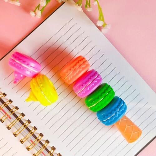 1 Pcs Colorful Pen Highlighter Fluorescent Marker Macaron Shape Color Student Multicolor Hand Note Pen For School Poster