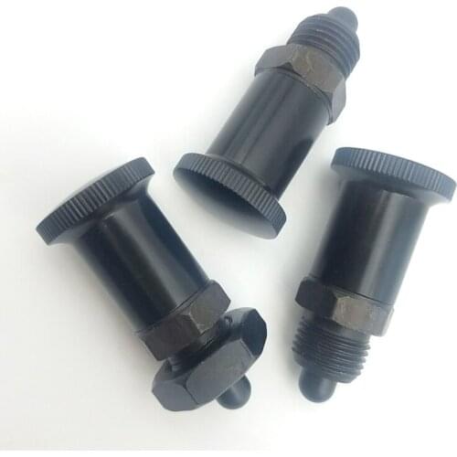 1pcs M12 M16 resin head reset small type knob plunger round pins adjustable indexing pin bolt black color 45mm-54mm long