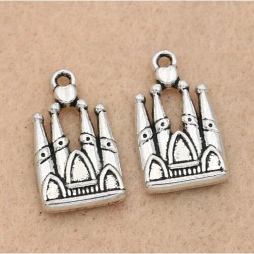 10pcs Antique Silver Plated House Castle Charm Pendant Jewelry DIY Accessories Jewelry Findings Making 20x12mm