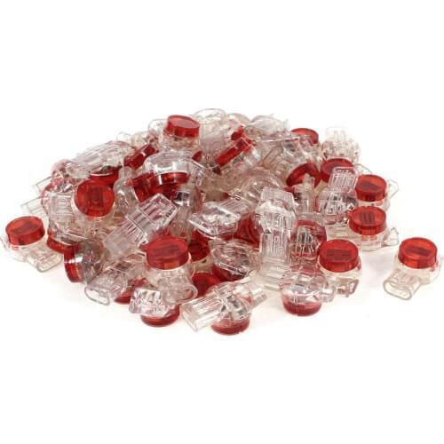 100Pcs Phone Data Gel Splice UR K3 Lock Joint Connector 3 Port Wire Connectors Red Clear 0.4mm-0.9mm Wire 19-26AWG