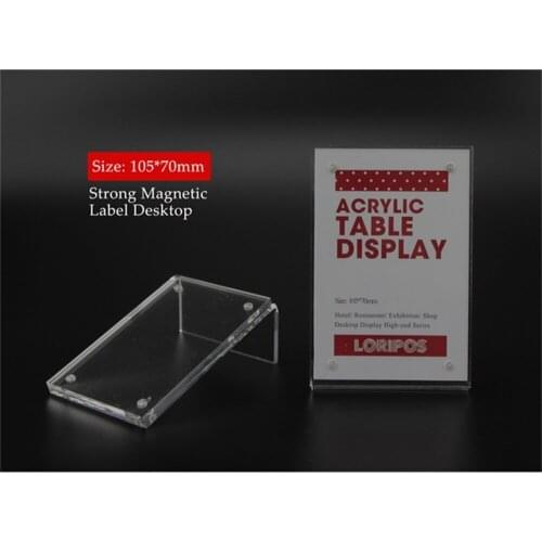 105*70mm L strong magnetic sign display stand Acrylic upright table tablet Desk menu price Label Holder Stand