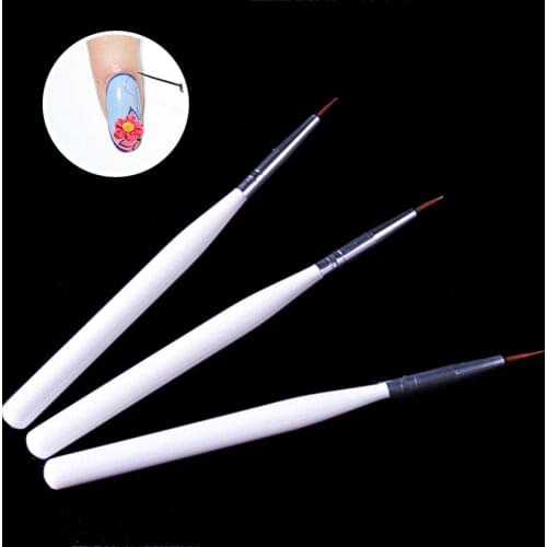 3Pcs/set Whit Nail Art Lines Painting Pen Brush Professional High Quality UV Gel Polish Tips 3D Design Manicure Drawing Tool Kit