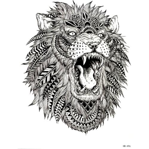 3pcs Roaring lion Animal temporary tattoo tatuajes temporales waterproof temporary tattoos sticker espada sexo body feminino