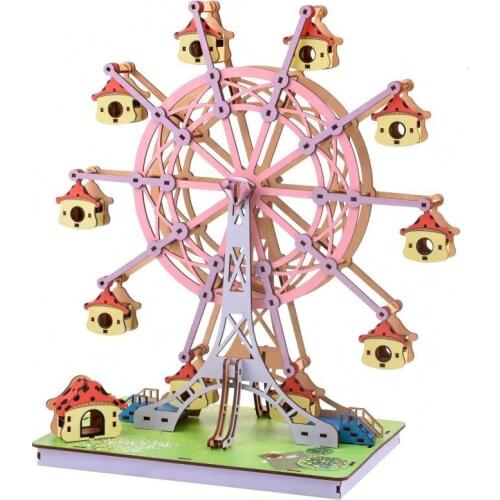 3d 3d Puzzle Model Childrens Wooden Toys Educational Intelligence Puzzle Wholesale Color Happy Ferris Wheel Wood Toys