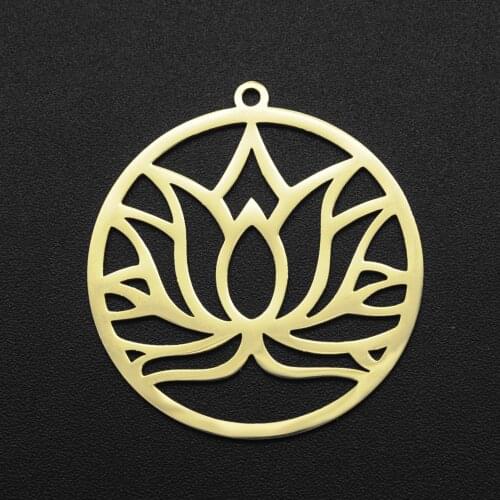 5pcs/lot 100% Stainless Steel Yoga Lotus diy Earring Findings Pendant Charm Wholesale Factory Price Never Fade Color
