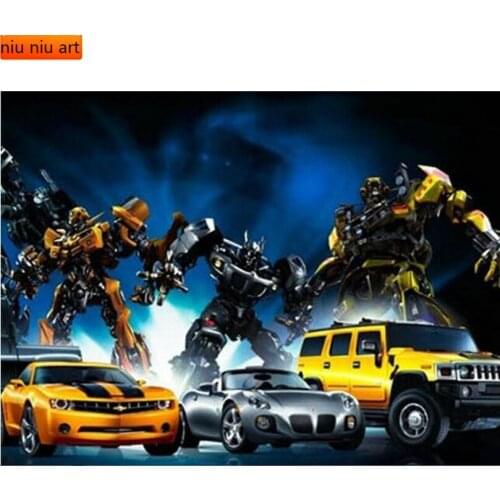 5D Diamond Mosaic Pattern Rhinestones Needlework Diy Diamond Painting Cross Stitch Cartoon Robot Car Diamond Embroidery Decor