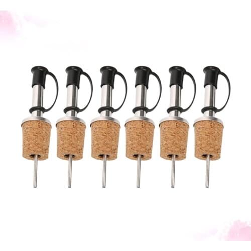 6pcs Stainless Steel Wine Pourer Cork Design Wine Bottle Dust Cover Olive Oil Alcohol Bottle Pour Spout Cover Wine Pourer