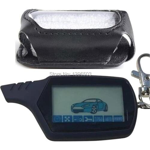 A91 2-way LCD Remote Control Key Fob + Leather Cover Key Case for Vehicle Security 2 Way Car Alarm System Starline A91 Keychain
