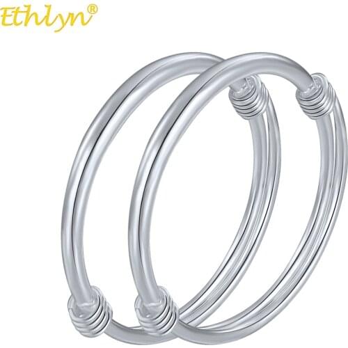 Ethlyn 2pcs/lot Round Classic Plain Glossy Bangles Bracelets For Baby/Girls/Kids Bracelet Birthday Gifts Anklet Jewelry MY32