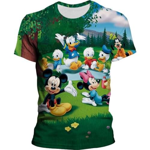 Mickey Minnie Mouse Graphic T Shirts For Children Summer Cartoon Anime Womens T-shirt Harajuku Disney 3D Print Men Clothing