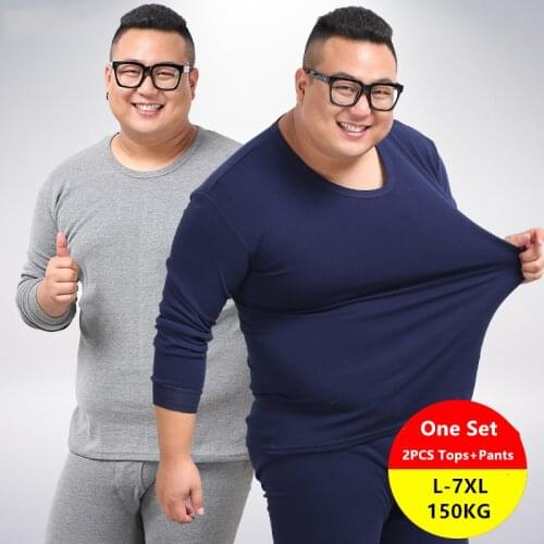 Men winter Thermal Underwear Set 2 Piece Long Johns Legging Jogger Autumn Plus Size Cotton 5XL 6XL 7XL Sleep Render Tops Pants