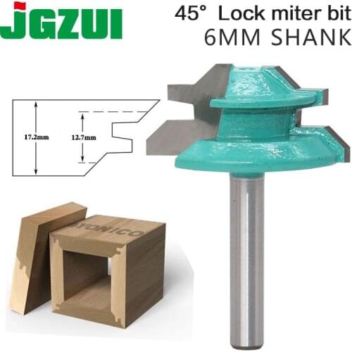 Large Lock Miter Router Bit - 45 Degree 6mm Shank Tenon Cutter for Woodworking Tools