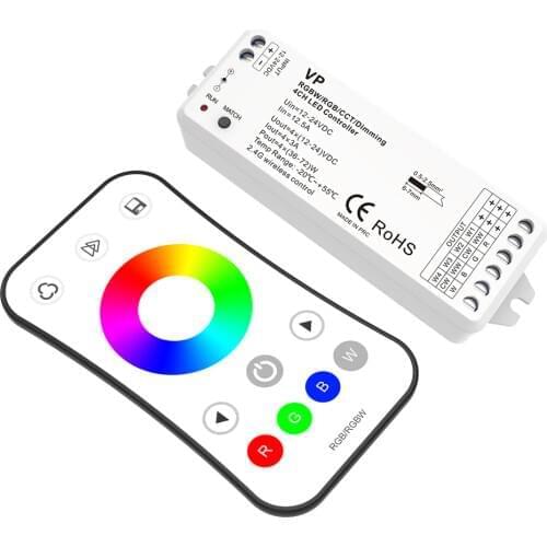 RF RGBW LED Strip Controller 4CH 6A Controller Smooth Dimming and Switch without any flickering 12-24V