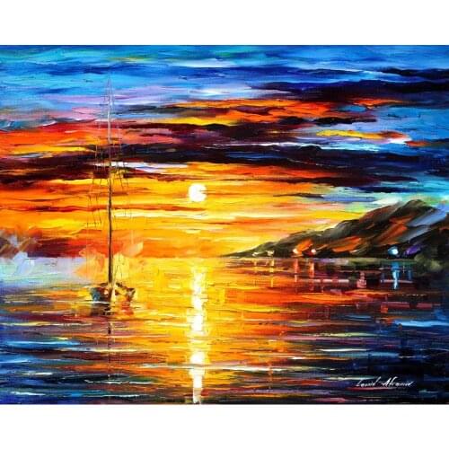 Beautiful landscape paintings calm sailing palette knife art on canvas wall pictures for living room