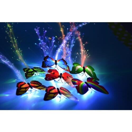 Creative concert cheer props beautifully colorful big butterfly luminous braid led fiber braid direct batch