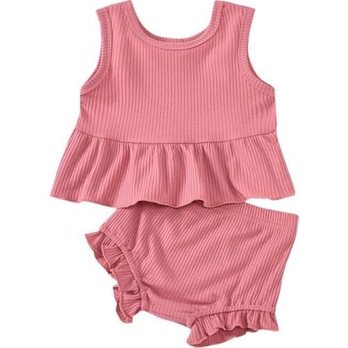 Baby Summer Clothing Newborn Kid Baby Boy Girl Clothes Short Sleeve Vest Shorts Solid 2Pcs Outfits Set