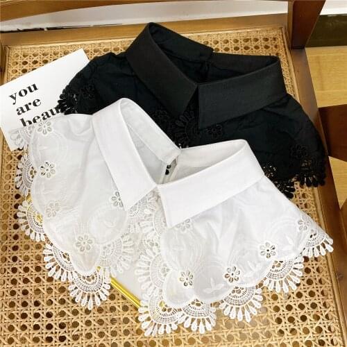 Linbaiway Dress Hollow Fake Collars Shawl for Women Shirt Lapel False Collar Half Shirt Detachable Collar Decorative Faux Col