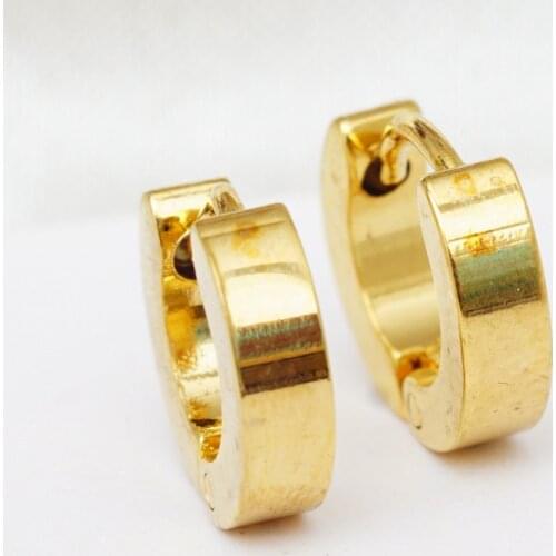 Gold-Color Tiny Stainless Steel Earrings Metal Simple Small Hoop Earrings for Women Girls