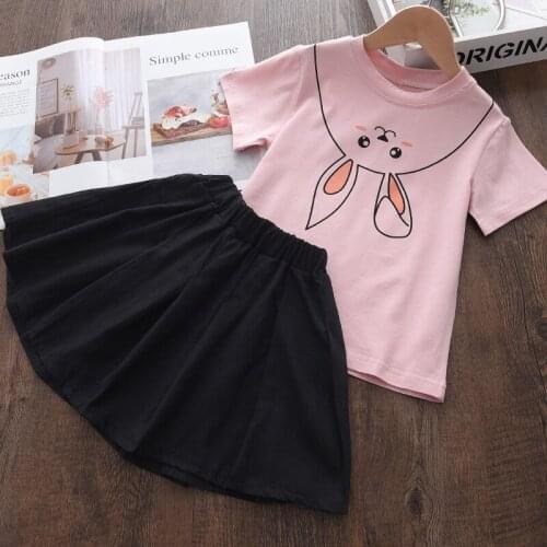 Menoea Girls Princess Clothing Sets 2021 Summer Baby Cartoon Bunny T-shirt And Skirt Outfits Casual Cute Children Clothes