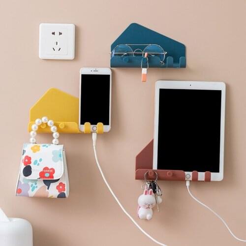 Multifunctional Storage Rack Creative Mobile Phone Tablet Charging Stand Behind The Door Bedroom Seamless Storage Hook