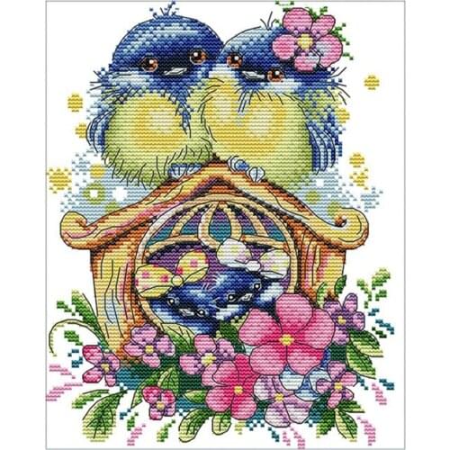 Cross Stitch Stamped Kits 14CT Printed Embroidery Cloth Needlepoint Kits Easy Patterns For Beginners Warm Home 22X29cm