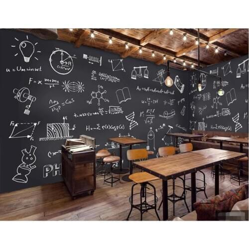 XUE SU Custom wallpaper mural hand-painted blackboard chalk word bar coffee shop background wall covering