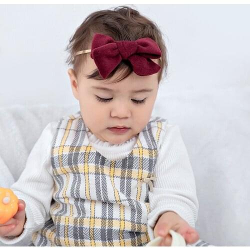 Handmade Girls Bows Nylon Headbands 2021 Winter Baby Girls Elastic Handtie Hairbands Infants Toddler Hair Accessories