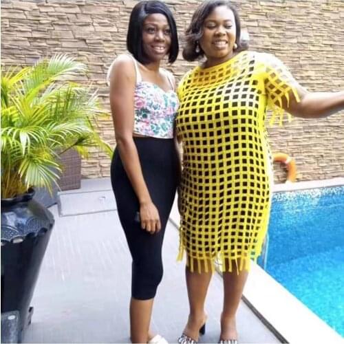 New Style African Womens Clothing Dashiki Fashion Nail Bead Loose Dress Size 5XL BUST 150 CM