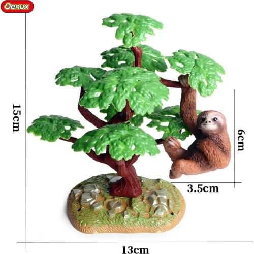 Oenux New Cute Zoo Animal Lazy Sloth Model Action Figure Lovely Folivora Sloth Climb Tree Miniature Figurines Toy Kids Xmas Gift