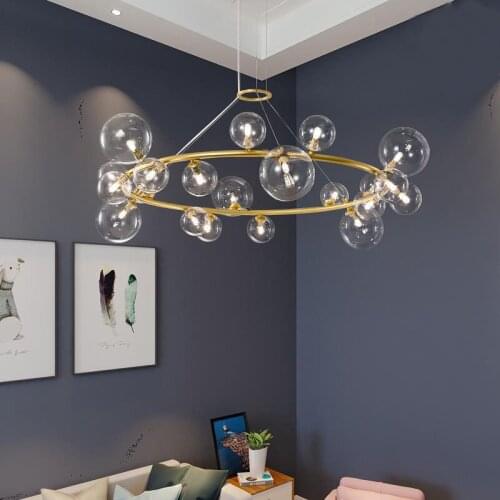 Nordic modern glass ball bean LED pendant light lamps metal Chandelier living room lighting fixtures bedroom hanginglamp kitchen