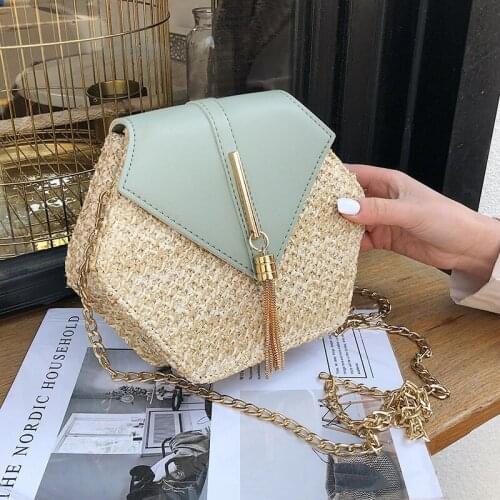 Hexagon Straw Bag For Women 2020 Summer Woven Beach Crossbody Bags Ladies Small Purses And Handbags Female Travel Simple Bag