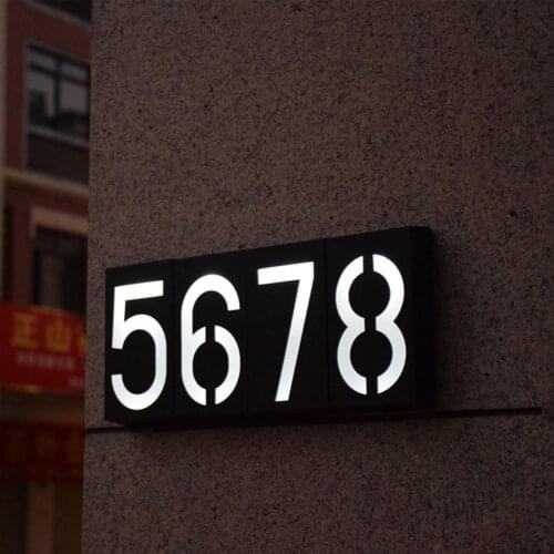 Solar Powered 0-9 LED Light House Address Number Street Road Doorplate Wall Lamp