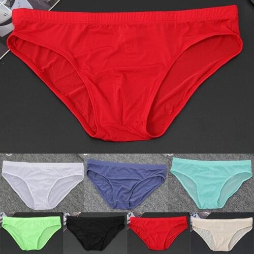 Men Underpants Underwear Ice Silk Sexy Thong G String T-back Ultra Thin Soft Penis Pouch Hombre Mini Briefs Erotic Panties