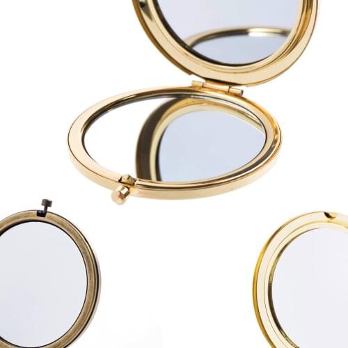 TY272 1pc Mini Makeup Mirrors 57.1mm Blank Round Metal Compact Mirror Portable Cosmetic Pocket Mirror For Girls Women Beauty