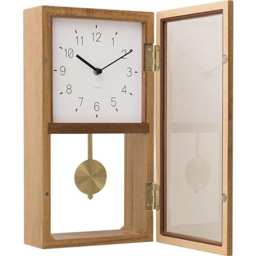 Japanese Style Retro Wall Clock Wooden Living Room Bedroom Creative Swing Quartz Pendulum Clocks Wall Home Decor Klok Gift