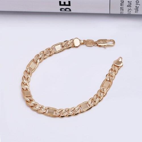 XP Jewelry -- ( 22 cm x 8 mm ) Gold Color 18 k New Design Bracelets For Men Embroidery Shaped Environmental copper
