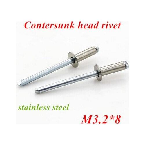 100pcs/lot M3.2*8mm Countersunk POP head rivet Stainless steel