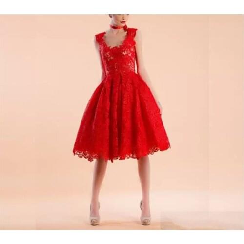 Top Quality Classic Emerald Green Lace Prom Dresses A Line Knee Length 2020 Formal Gowns Important Party Dress